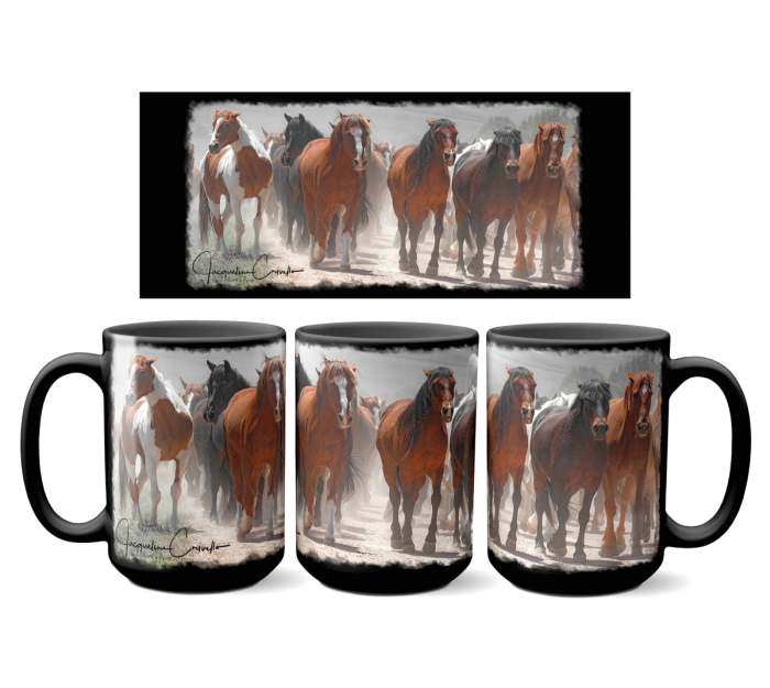 Smoke Horses Coffee Mug 15 oz. Set of 2